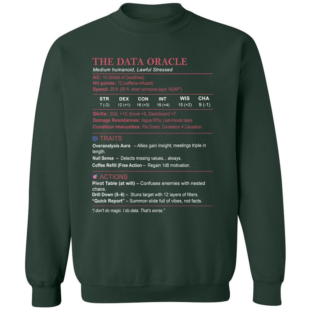Data Analyst Stats (The Data Oracle) Classic Unisex Sweatshirt - Forest Green - 4