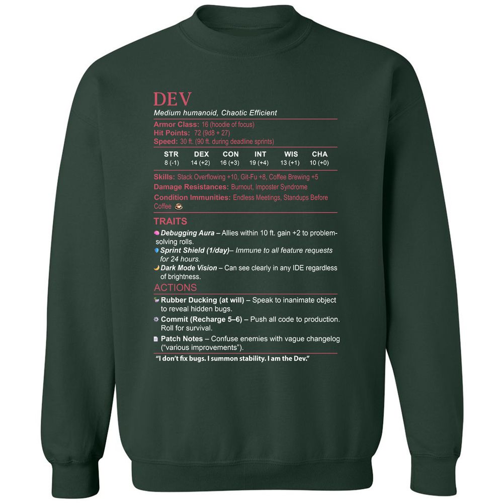 DEV Stats Classic Unisex Sweatshirt - Forest Green - 4