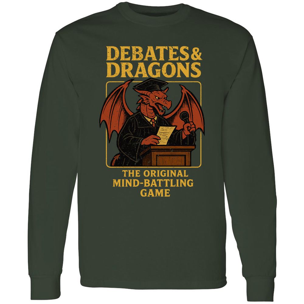 Debates & Dragons Long Sleeve T-Shirt - Forest Green - 4