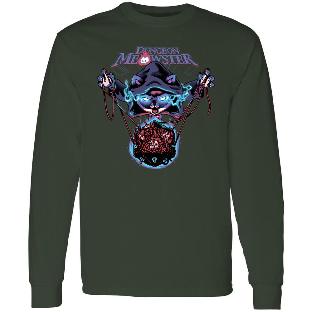 Dungeon Meowster Long Sleeve T-Shirt - Forest Green - 4