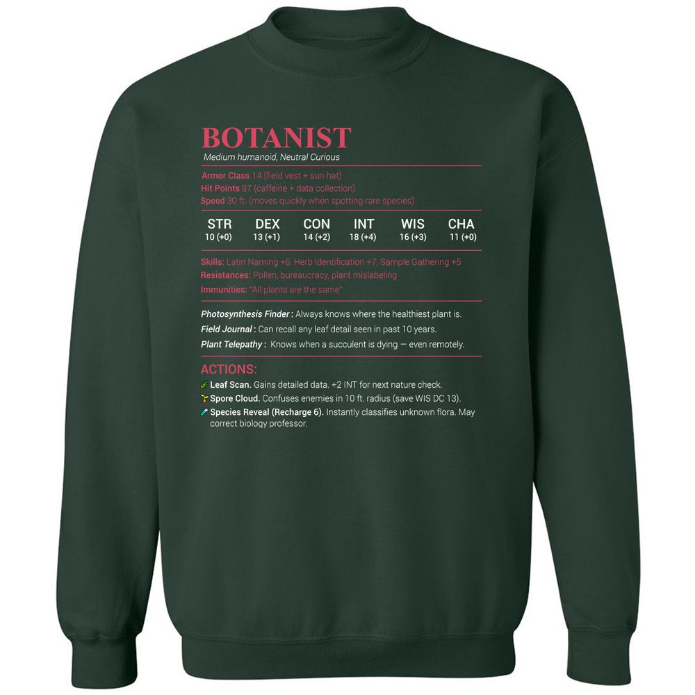 Botanist Stats Classic Unisex Sweatshirt - Forest Green - 4