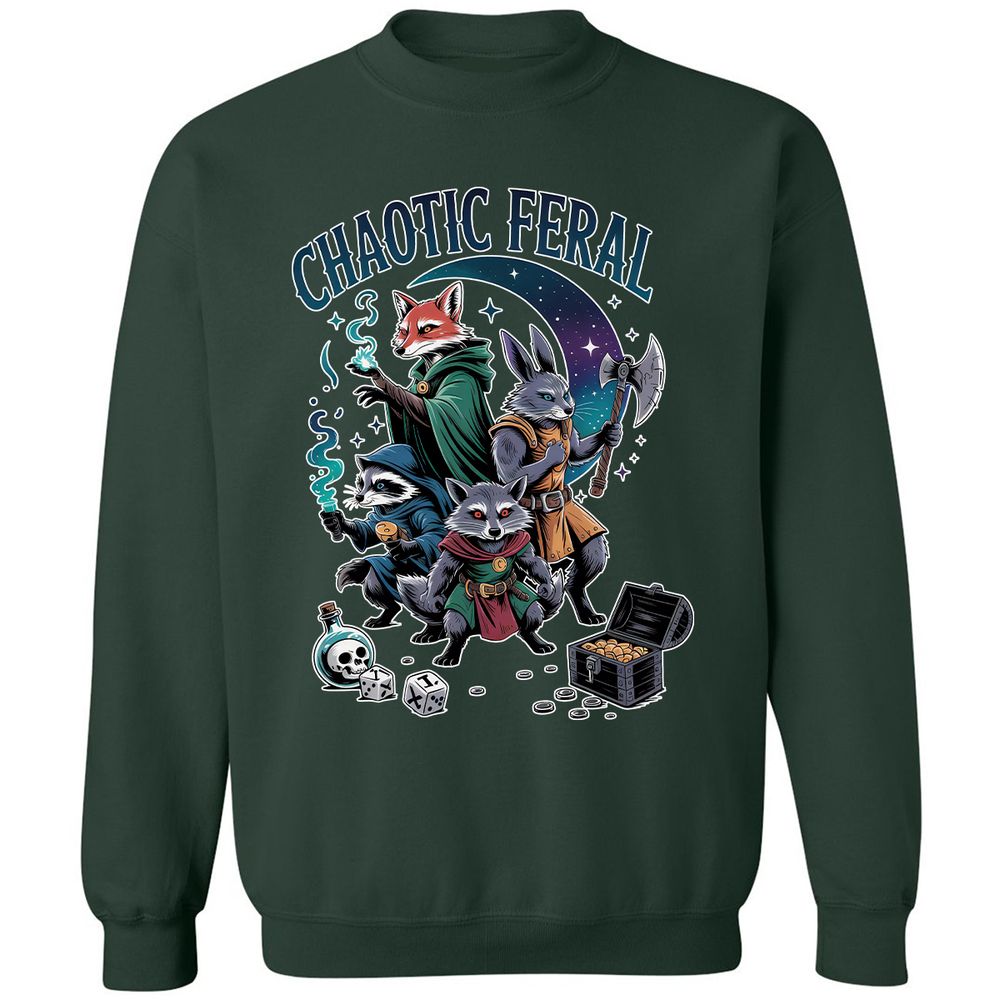 Chaotic Feral Classic Unisex Sweatshirt - Forest Green - 4