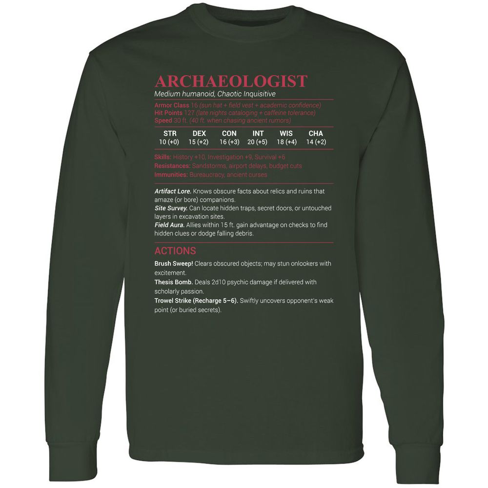 ARCHAEOLOGIST Long Sleeve T-Shirt - Forest Green - 4