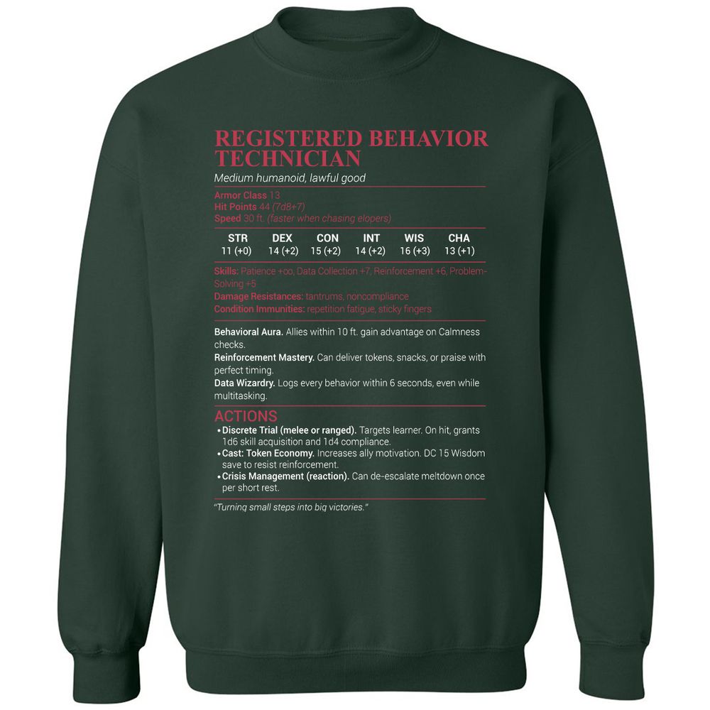 Registered Behavior Technician RBT Classic Unisex Sweatshirt - Forest Green - 4