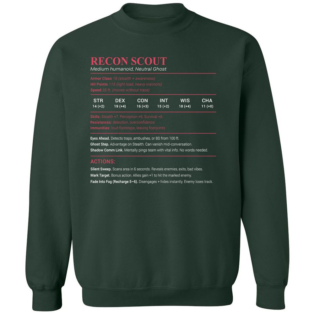 Recon Scout Classic Unisex Sweatshirt - Forest Green - 4