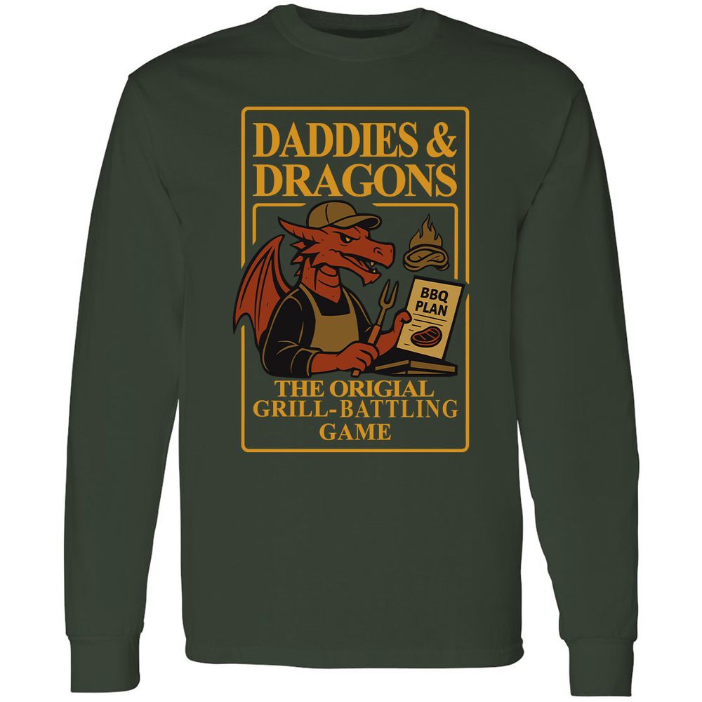 Daddies & Dragons Long Sleeve T-Shirt - Forest Green - 4