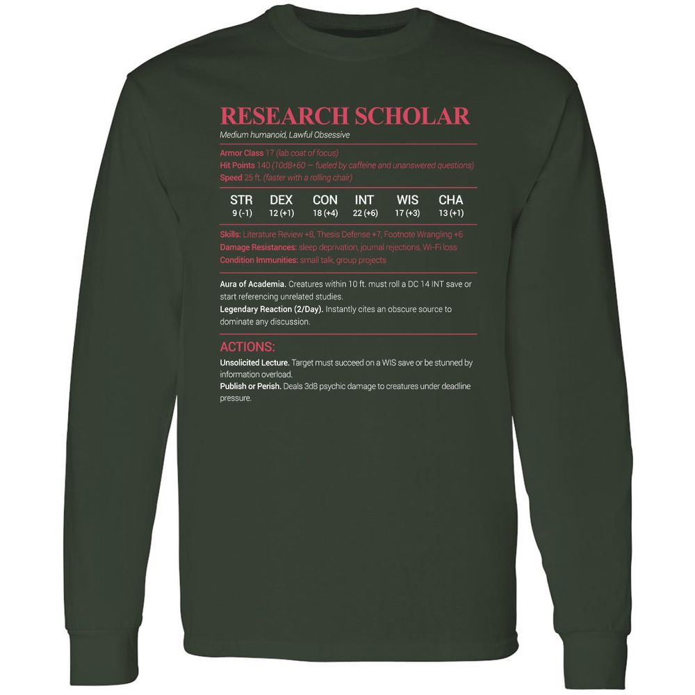 Research Scholar Long Sleeve T-Shirt - Forest Green - 4