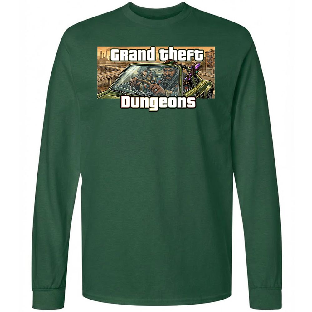 Grand Theft Dungeons Long Sleeve T-Shirt - Forest Green - 4