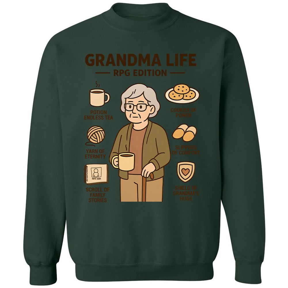 Grandma Life RPG Edition Classic Unisex Sweatshirt - Forest Green - 4