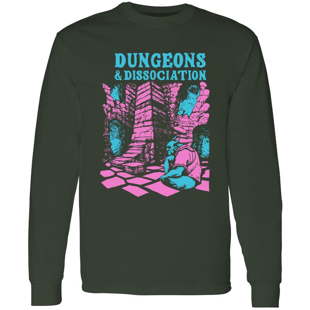 Dungeons And Dissociation Long Sleeve T-Shirt - Forest Green - 4