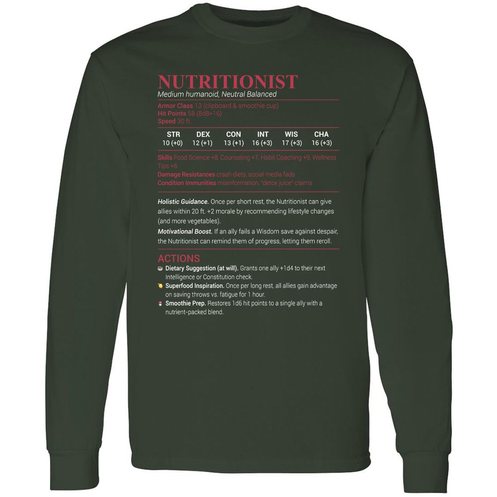 Nutritionist Long Sleeve T-Shirt - Forest Green - 4
