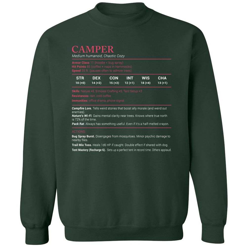 Camper Stats Classic Unisex Sweatshirt - Forest Green - 4