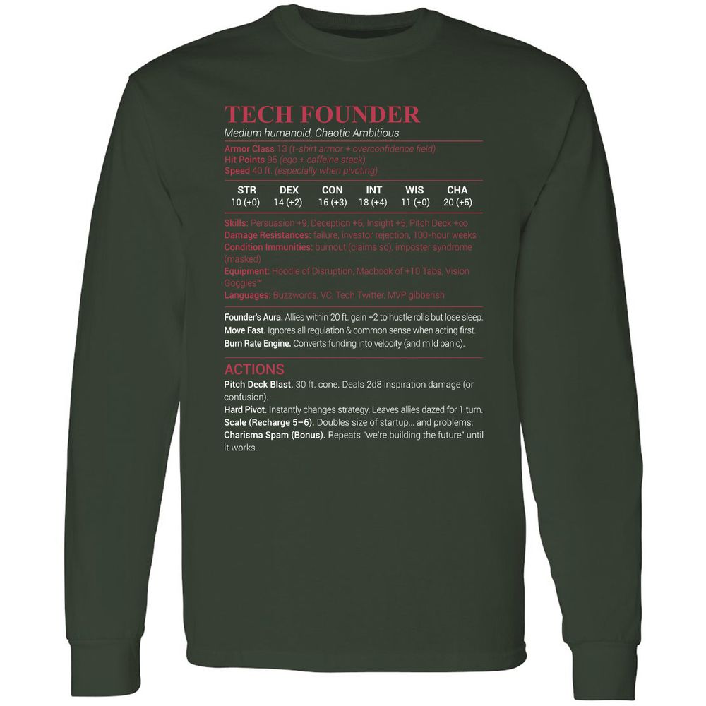 Tech Founder Long Sleeve T-Shirt - Forest Green - 4
