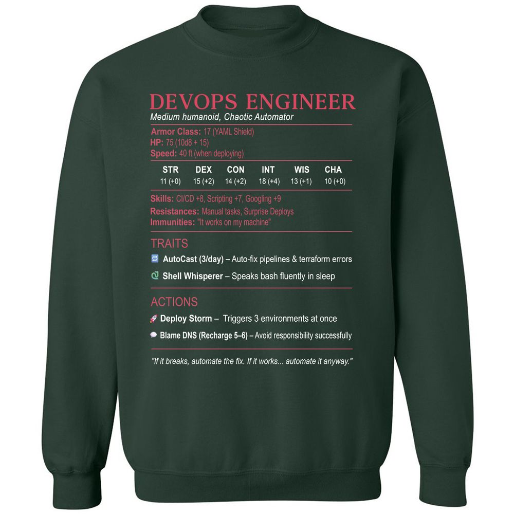DevOps Engineer Stats Classic Unisex Sweatshirt - Forest Green - 4