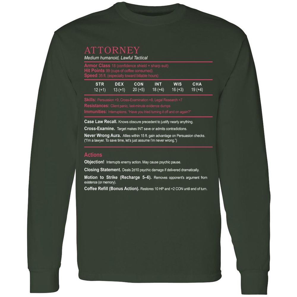 Attorney Long Sleeve T-Shirt - Forest Green - 4