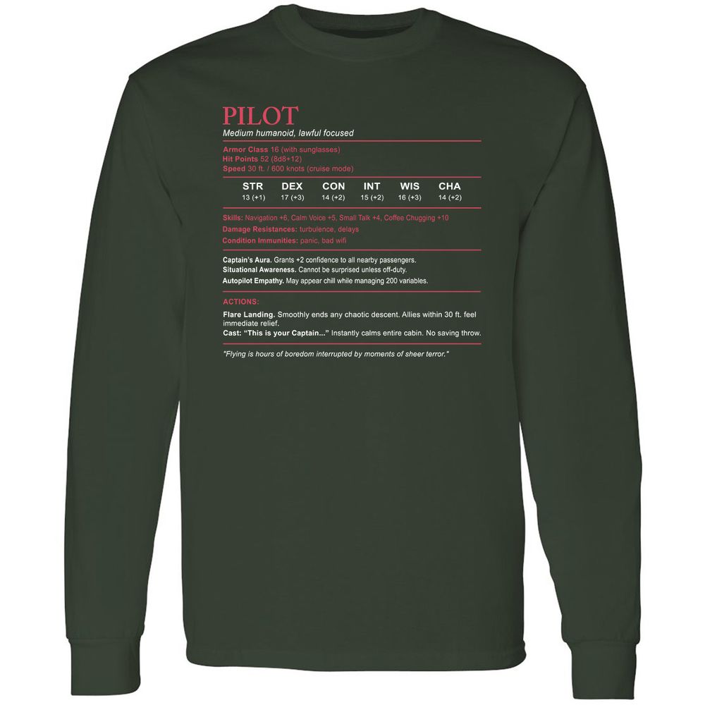 Pilot Stats Long Sleeve T-Shirt - Forest Green - 4