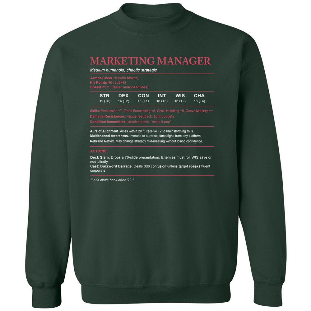 Marketing Manager Stats Classic Unisex Sweatshirt - Forest Green - 4