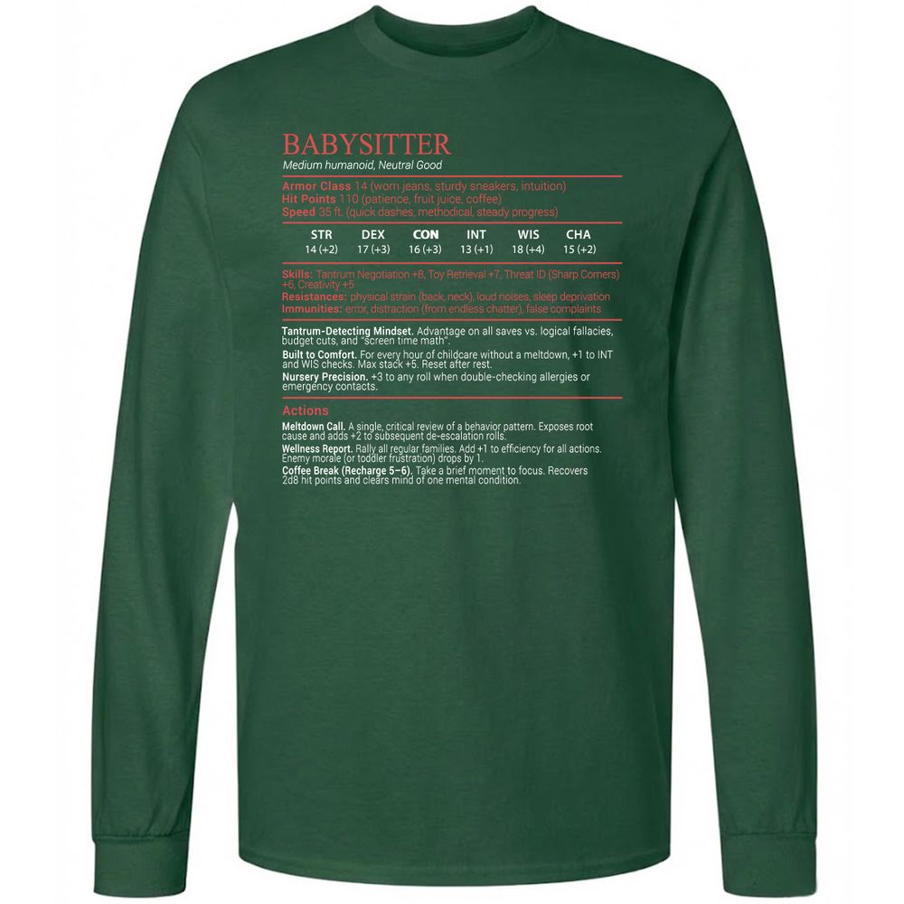 Baby Sitter Stats Block - Forest Green - 4