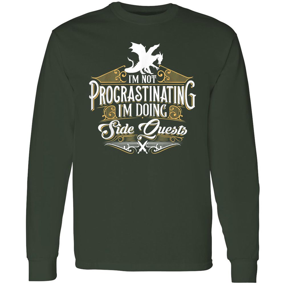 I'm Doing Side Quests Long Sleeve T-Shirt - Forest Green - 4