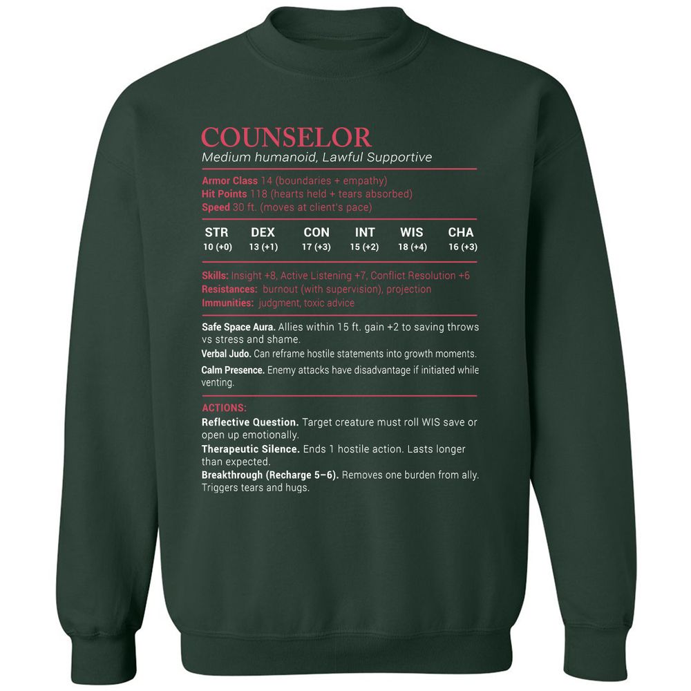 Counselor Stats Classic Unisex Sweatshirt - Forest Green - 4