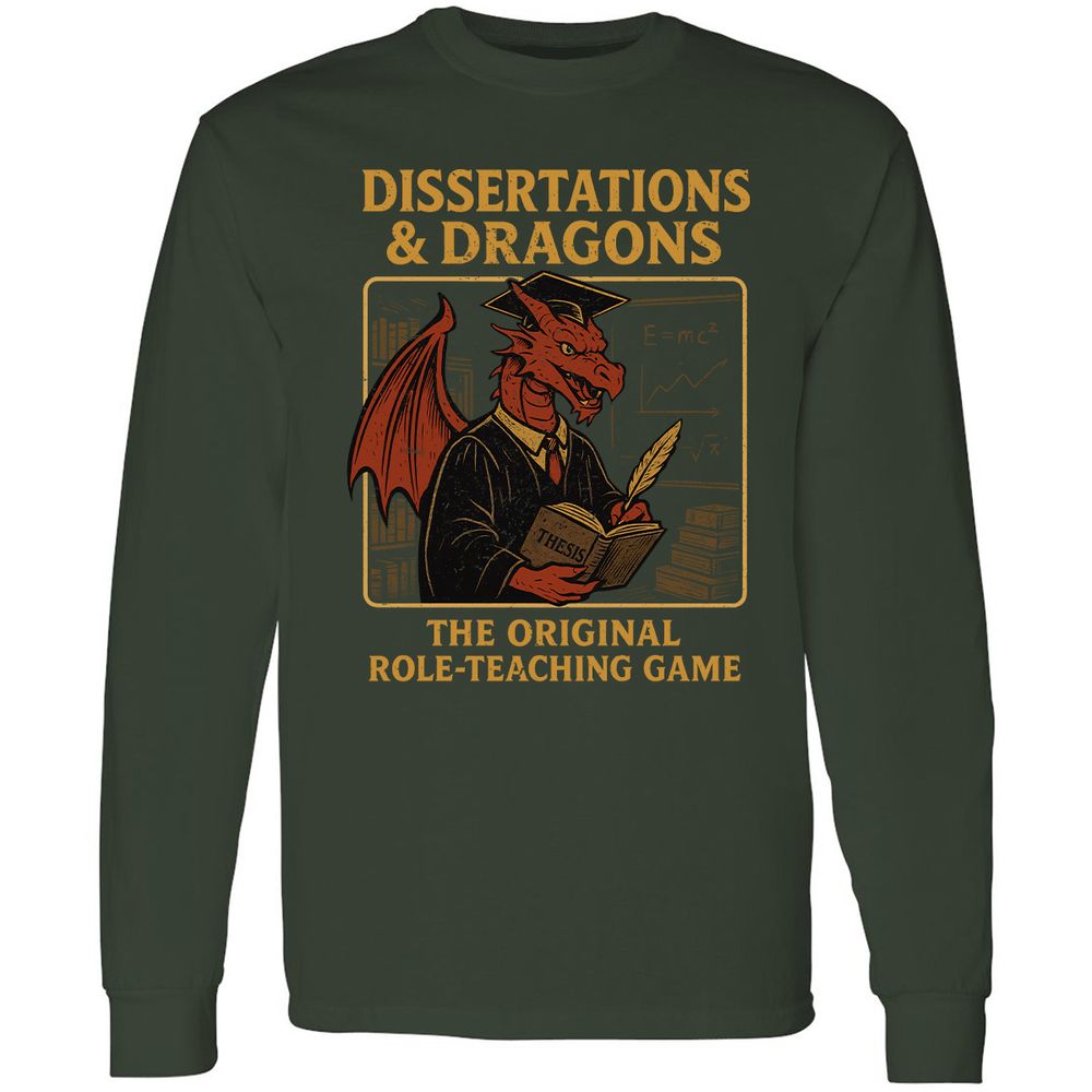 Disserations & Dragons Long Sleeve T-Shirt - Forest Green - 4