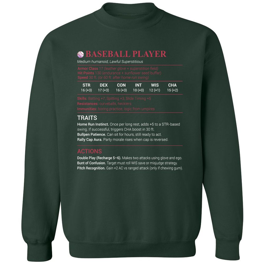 Baseball Player Classic Unisex Sweatshirt - Forest Green - 4