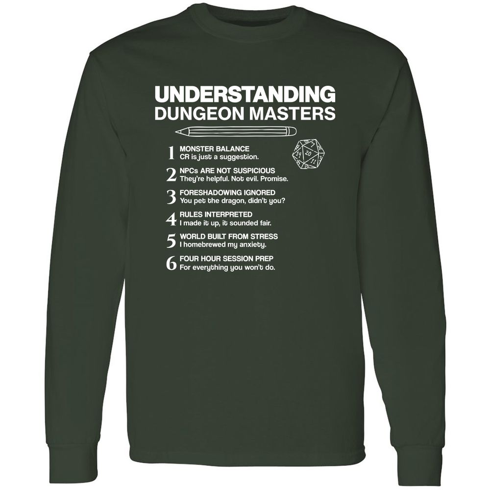 Understanding Dungeon Masters Long Sleeve T-Shirt - Forest Green - 4