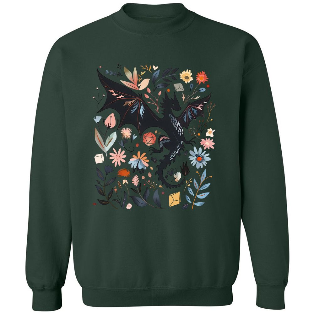Floral DnD Dragon - Forest Green - 4
