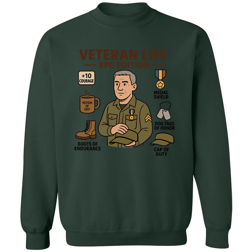 Veteran Life RPG Edition Classic Unisex Sweatshirt - Forest Green - 4