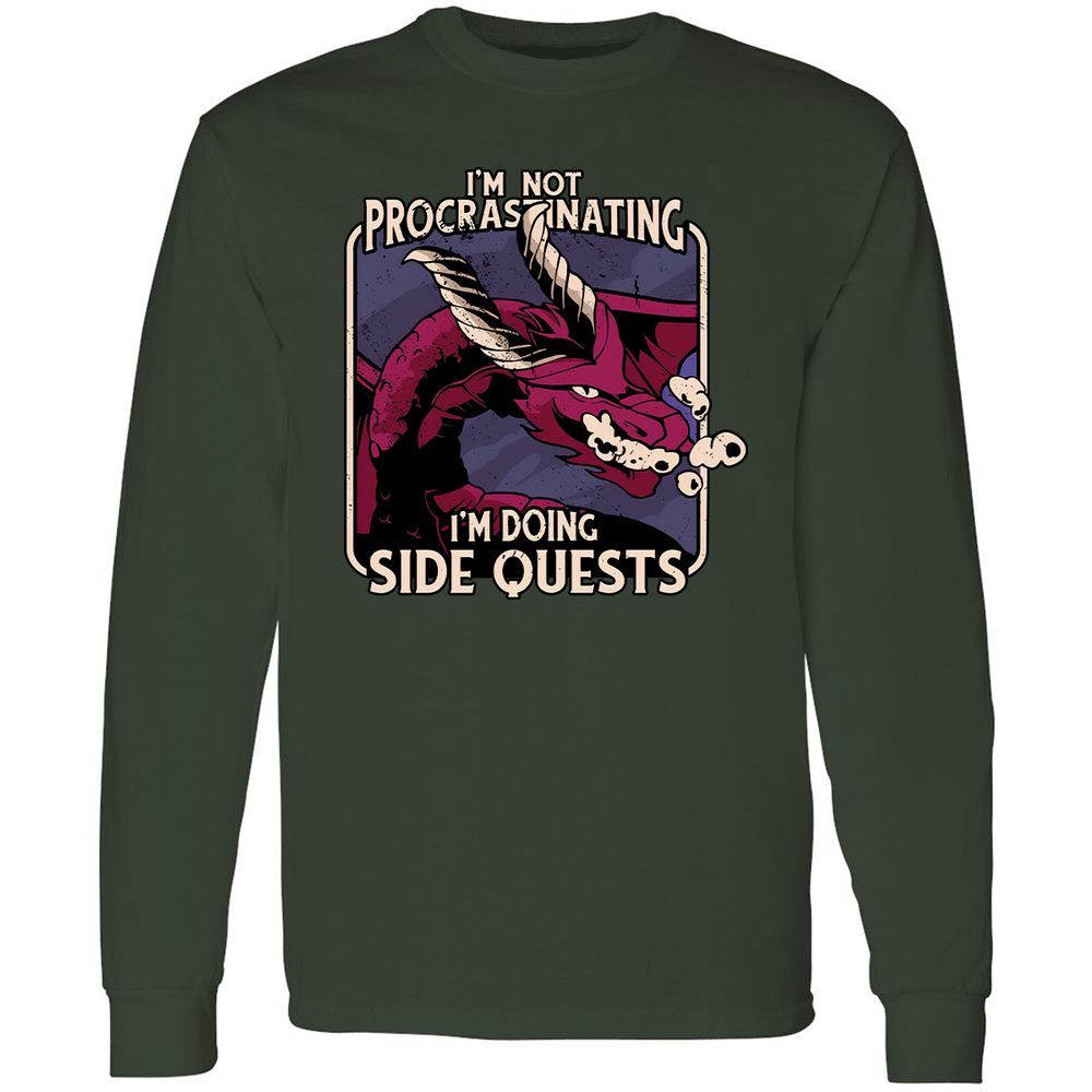 Doing Side Quests Long Sleeve T-Shirt - Forest Green - 4