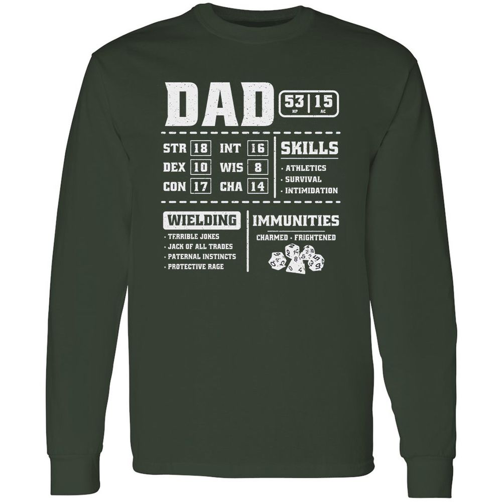 Dad Stat Block 2 Long Sleeve T-Shirt - Forest Green - 4