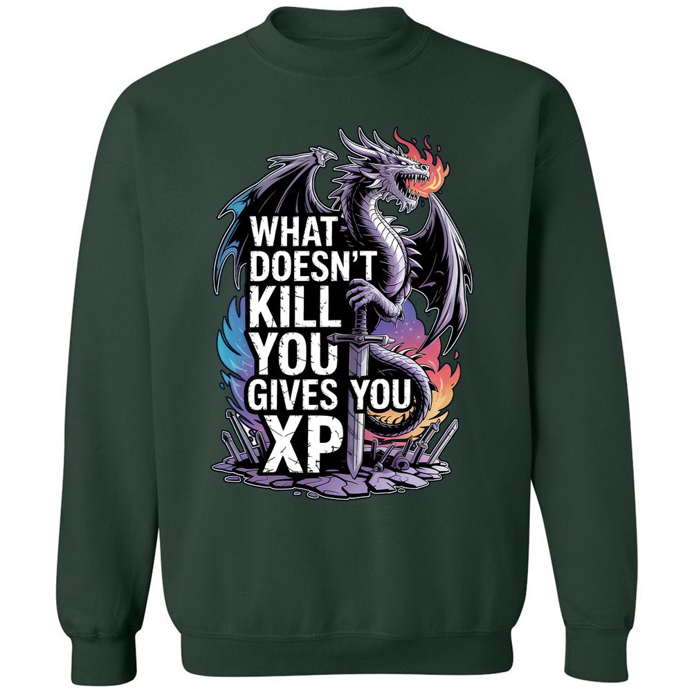 What Doesn't Kill You Dragon Classic Unisex Sweatshirt - Forest Green - 4