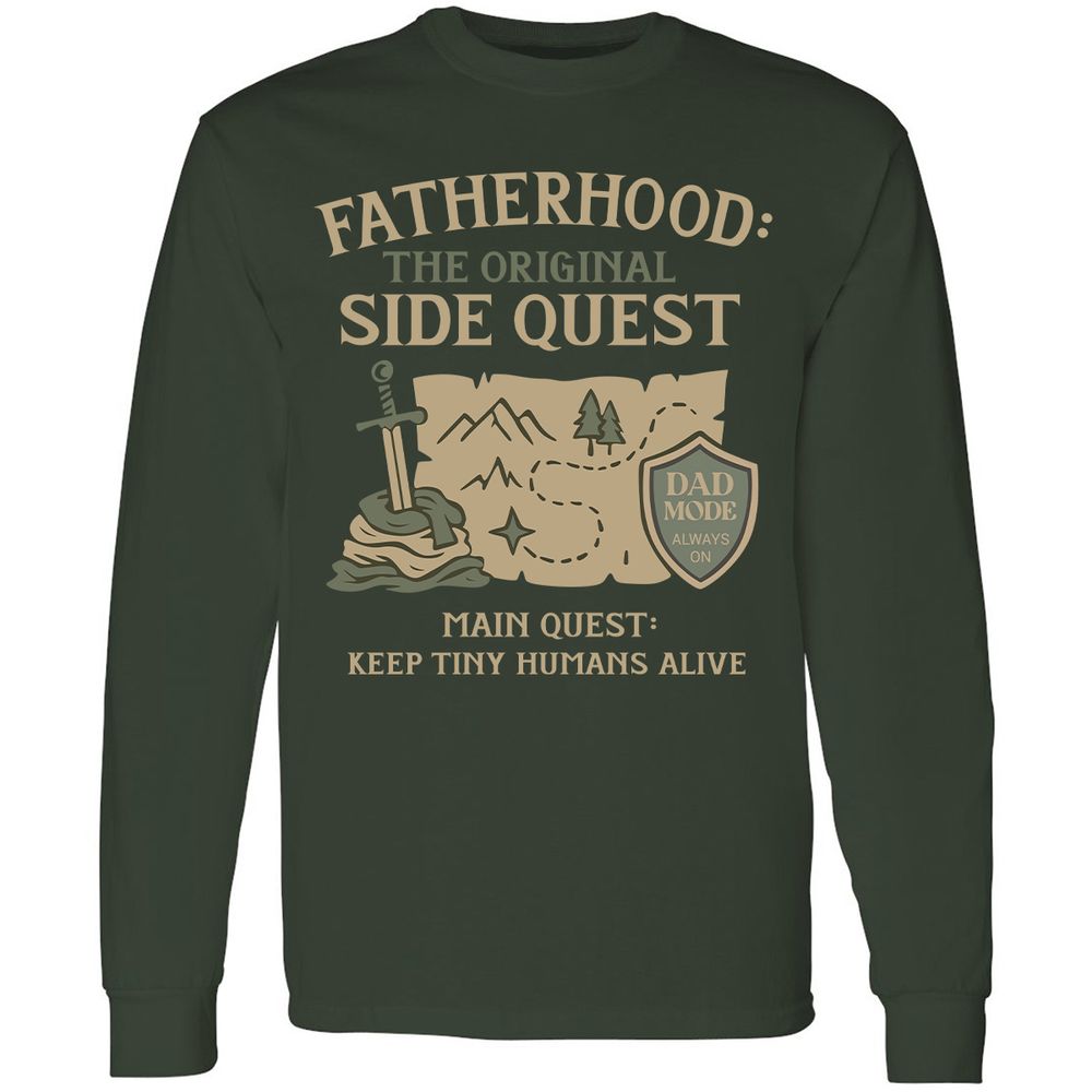 Fatherhood The Original Side Quest Long Sleeve T-Shirt - Forest Green - 4
