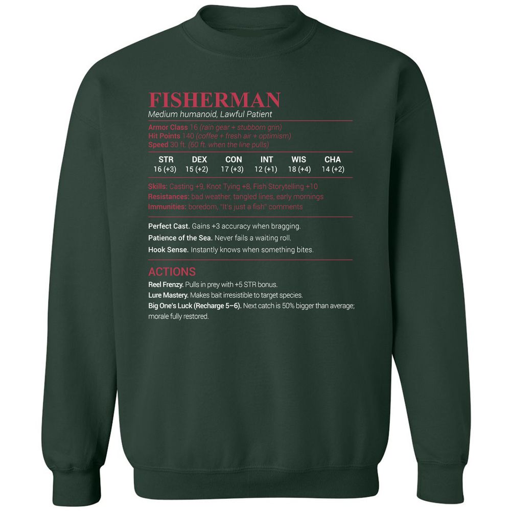 Fisherman Stats Classic Unisex Sweatshirt - Forest Green - 4