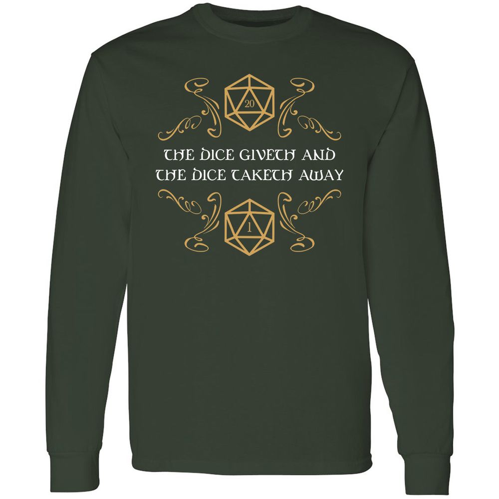 The Dice Giveth and Taketh Away Natural 20 and Critical Fail Long Sleeve T-Shirt - Forest Green - 4