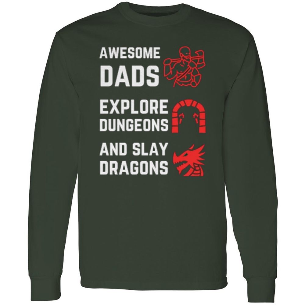 Awesome Dad Fathers Day Long Sleeve T-Shirt - Forest Green - 4