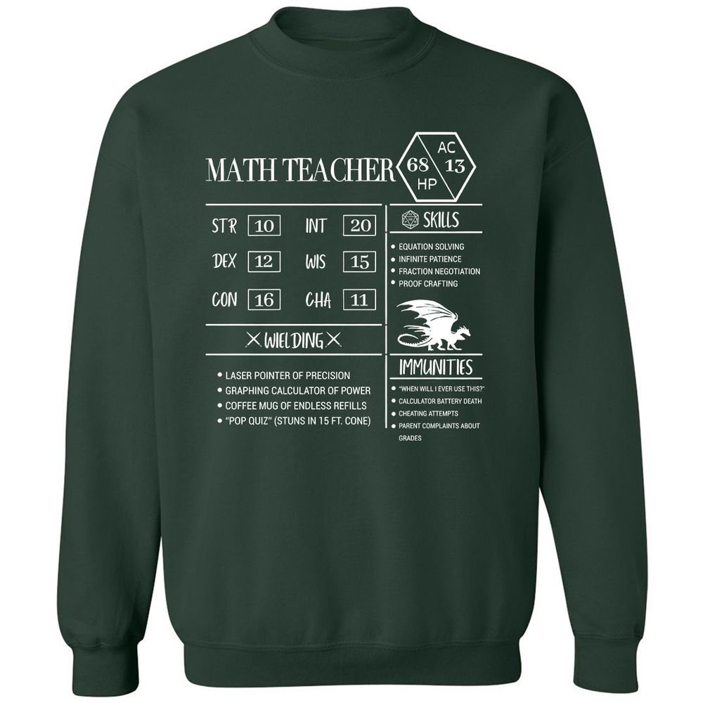 Math Teacher New Classic Unisex Sweatshirt - Forest Green - 4