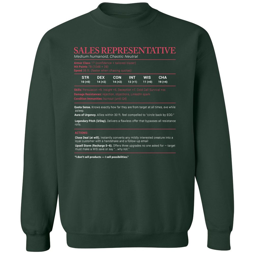 Sales Presentative Stats Classic Unisex Sweatshirt - Forest Green - 4