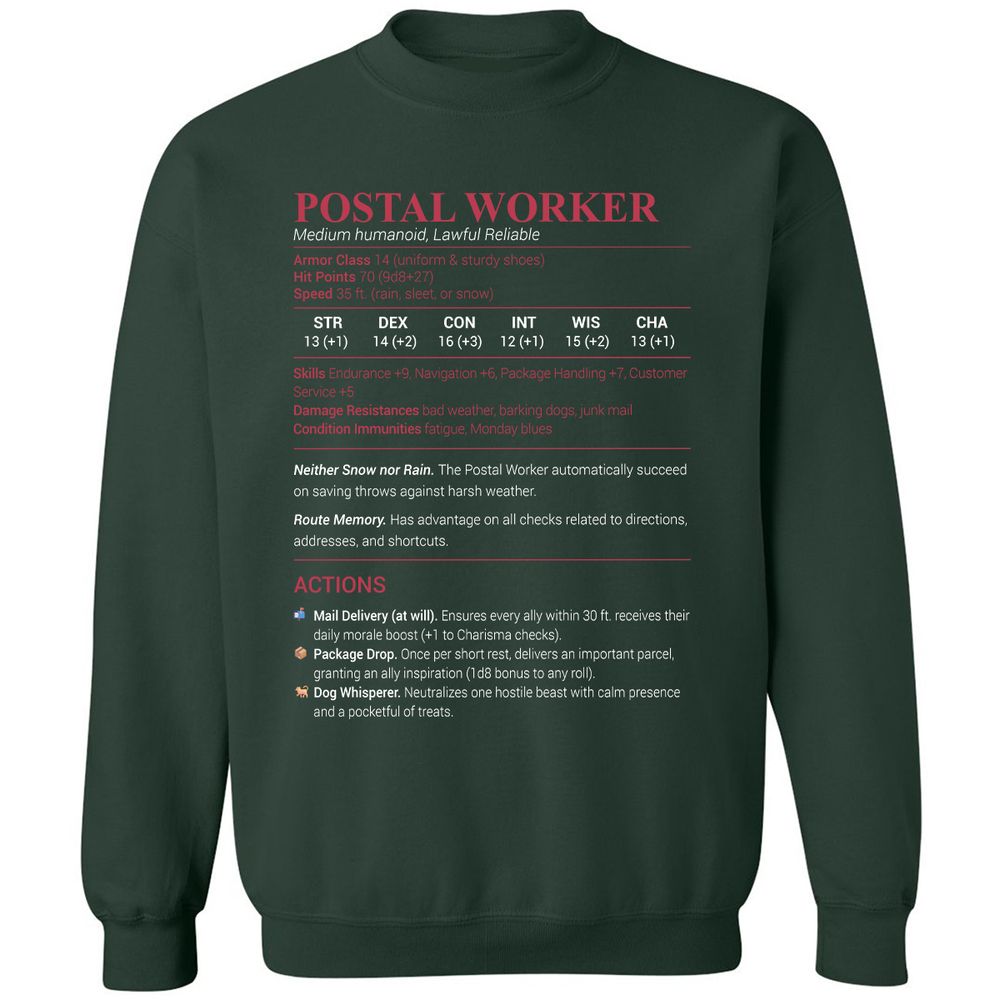 Postal Worker Classic Unisex Sweatshirt - Forest Green - 4