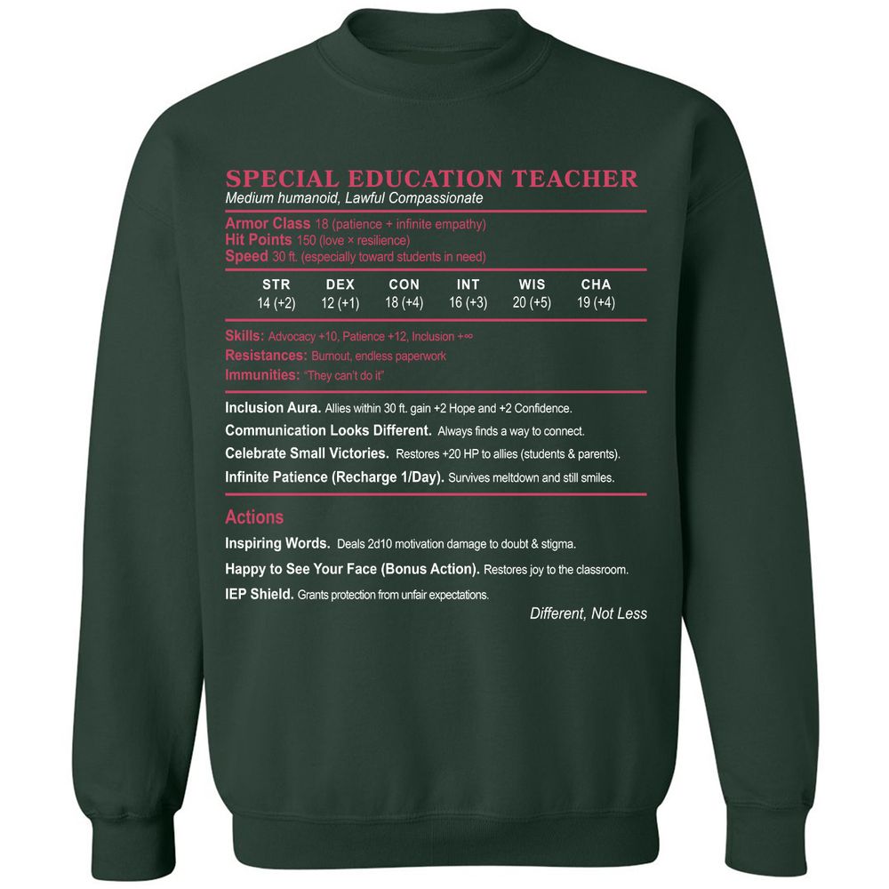 Special Education Teacher Classic Unisex Sweatshirt - Forest Green - 4