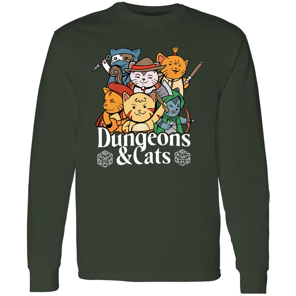 Dungeons & Cats Long Sleeve T-Shirt - Forest Green - 4