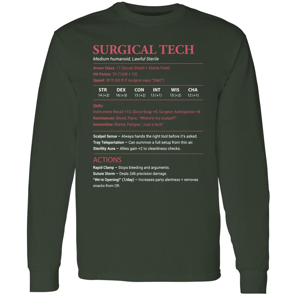 Surgical Tech Long Sleeve T-Shirt - Forest Green - 4