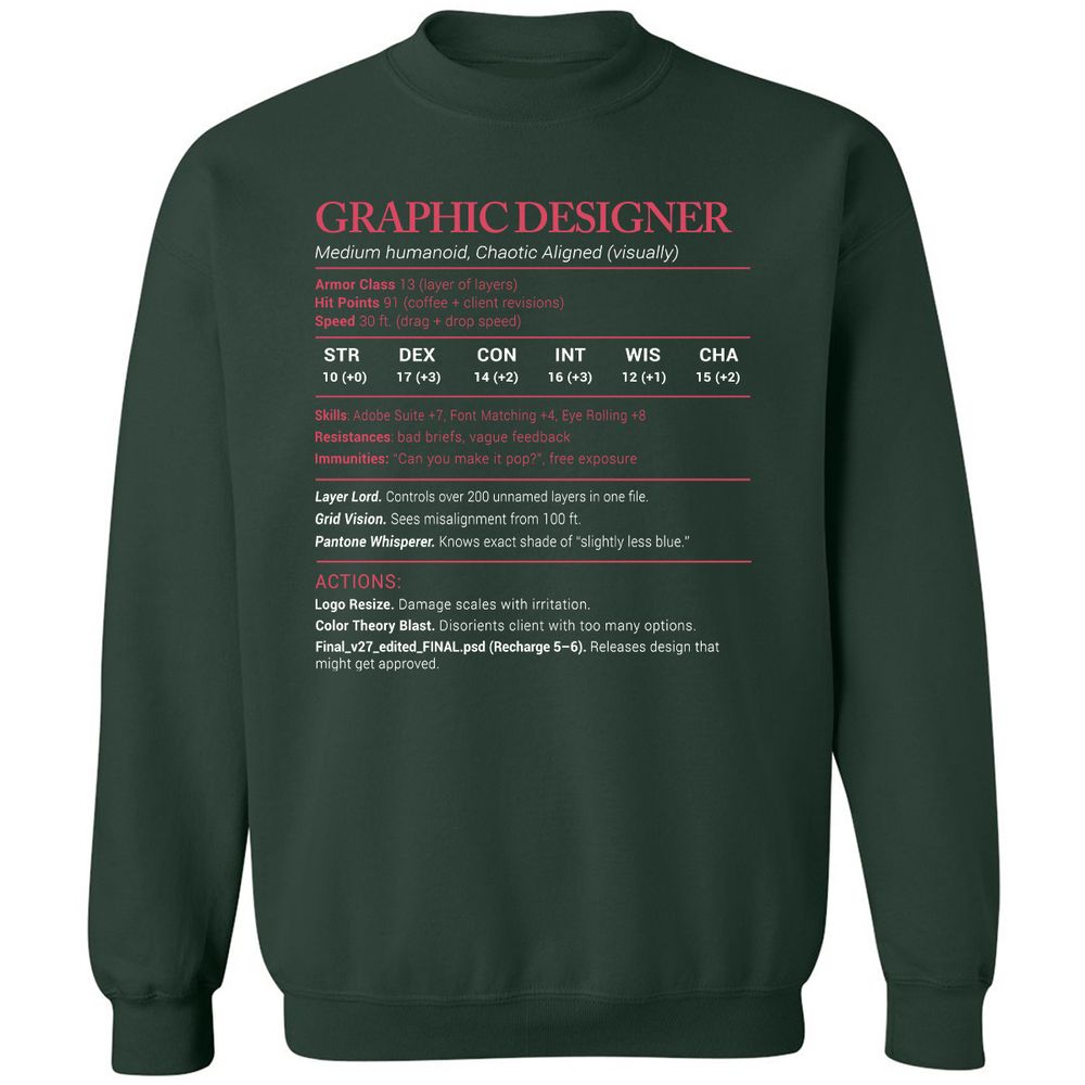 Graphic Designer Stats Classic Unisex Sweatshirt - Forest Green - 4