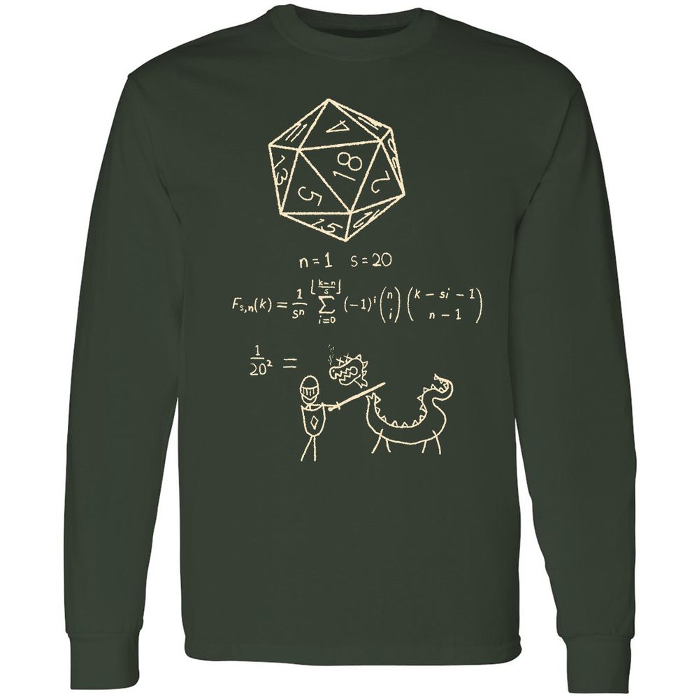 Science Of20 Sided Dice Long Sleeve T-Shirt - Forest Green - 4