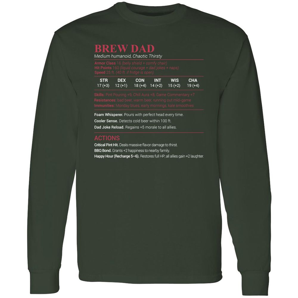 Brew Dad Long Sleeve T-Shirt - Forest Green - 4