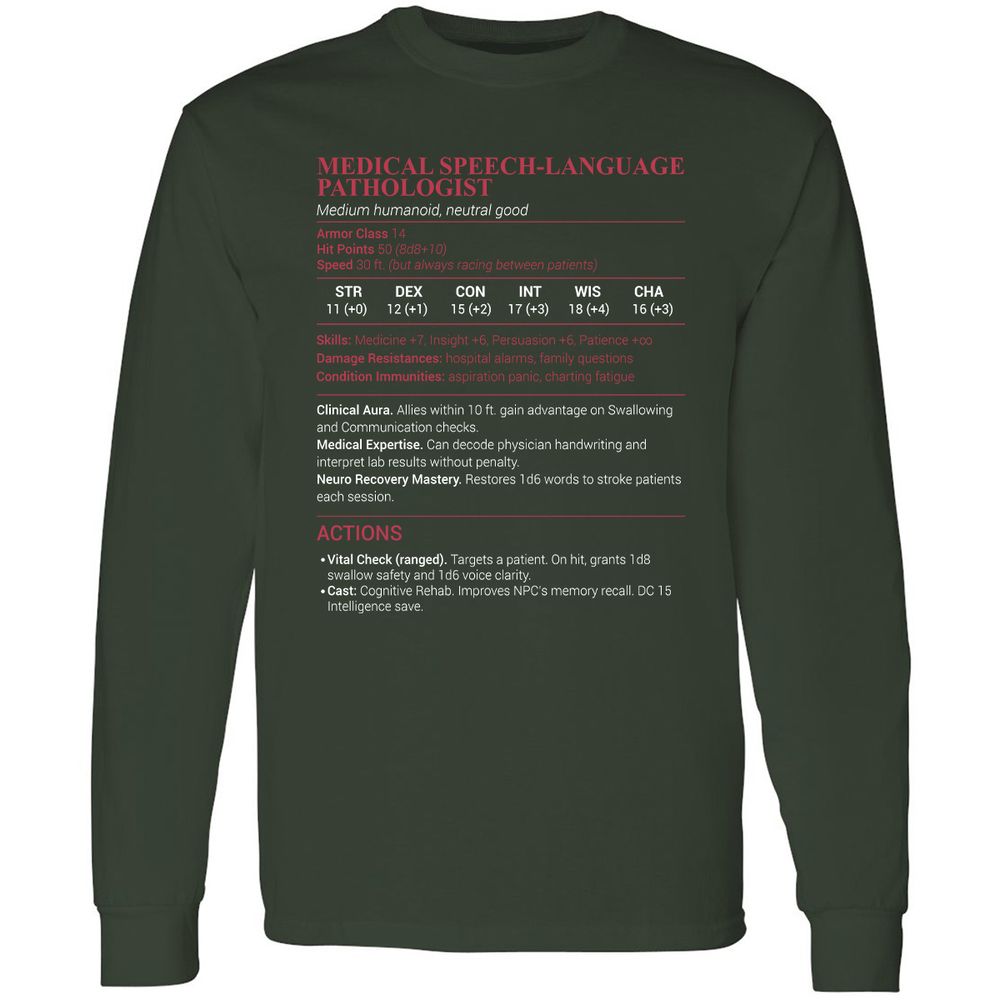 Medical SLP Long Sleeve T-Shirt - Forest Green - 4
