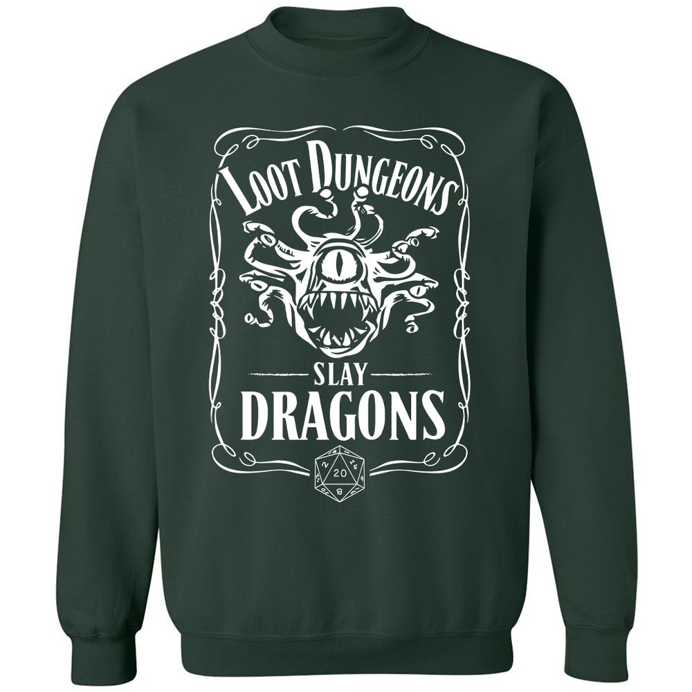 Loot Dungeon Slay Dragons Classic Unisex Sweatshirt - Forest Green - 4