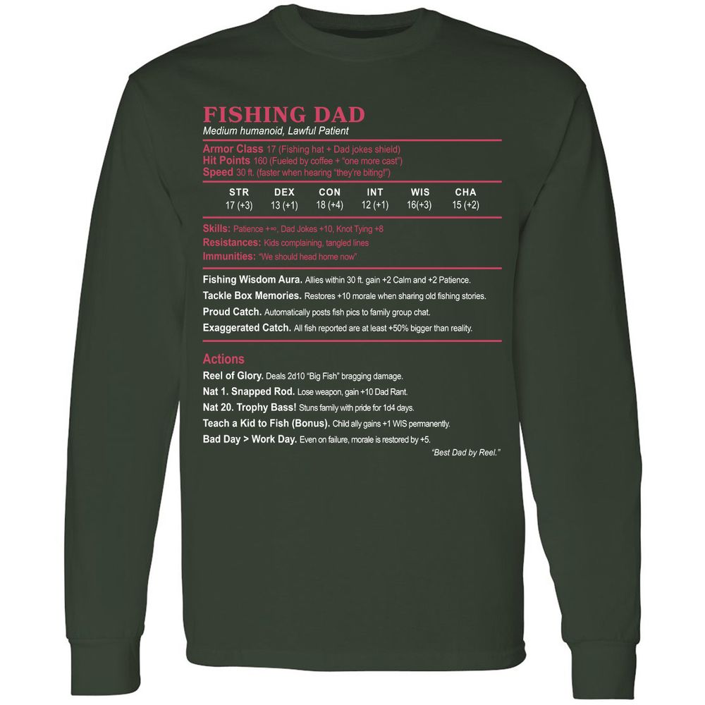 FISHING DAD Long Sleeve T-Shirt - Forest Green - 4