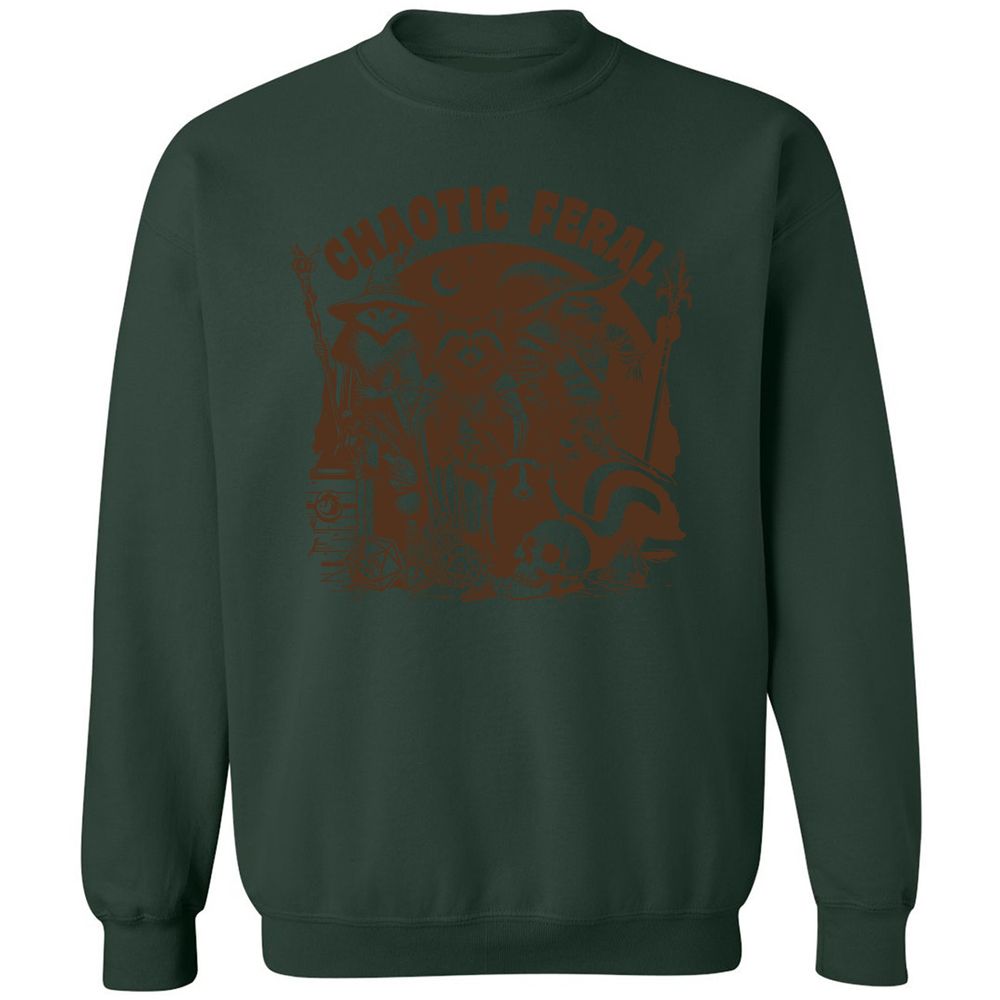 Raccoon Chaotic Feral Classic Unisex Sweatshirt - Forest Green - 4