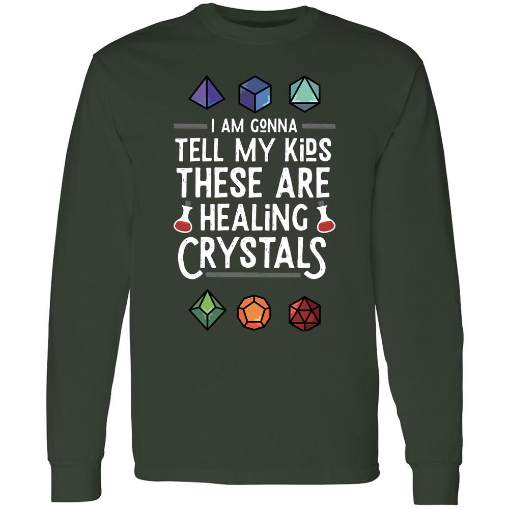 Healing Crystals Long Sleeve T-Shirt - Forest Green - 4